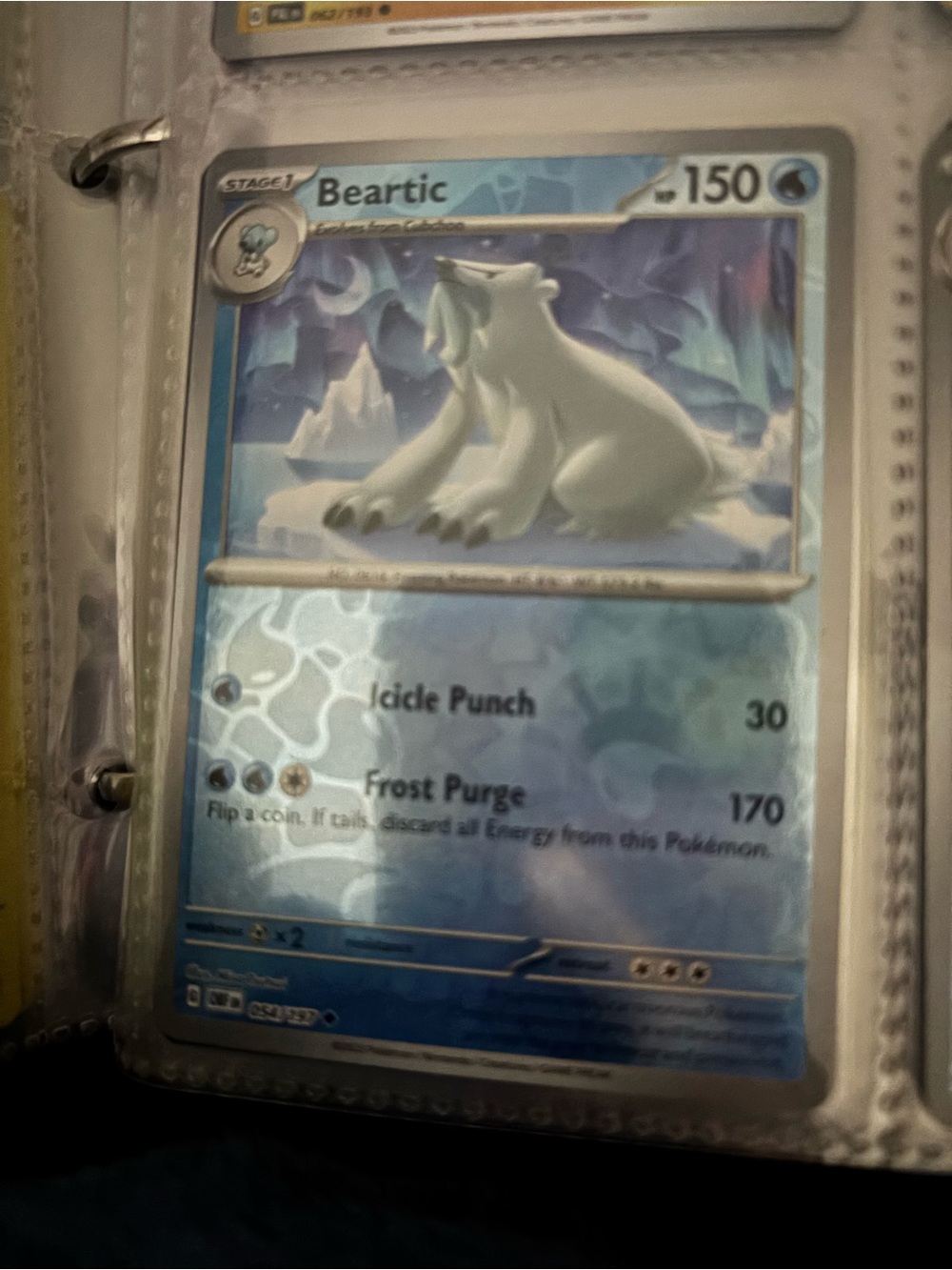 Pokemon Beartic Trading Card - White, Blue, Silver